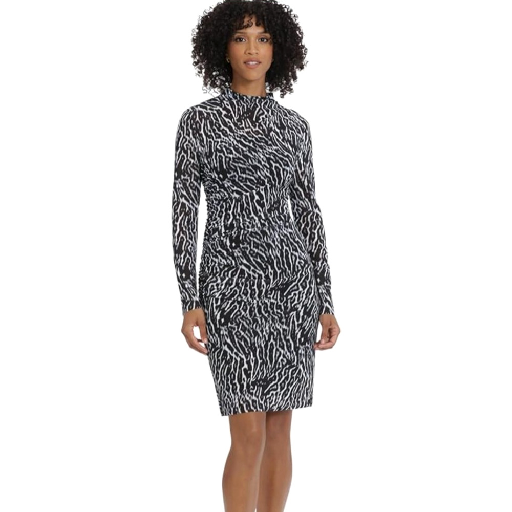 Maggy London Women's Long Sleeve Side Neck Drape Midi Dress Size 4
